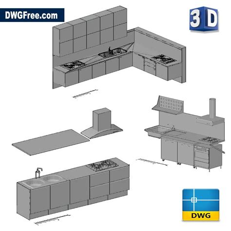 3D Kitchen DWG [ Drawing 2021 ] - Download Autocad Blocks Model.