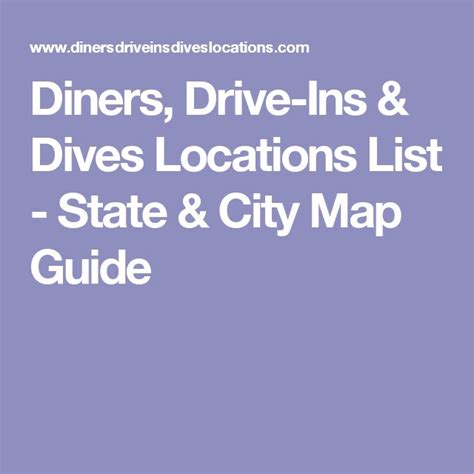 Diners, Drive-Ins & Dives Locations List - State & City Map Guide