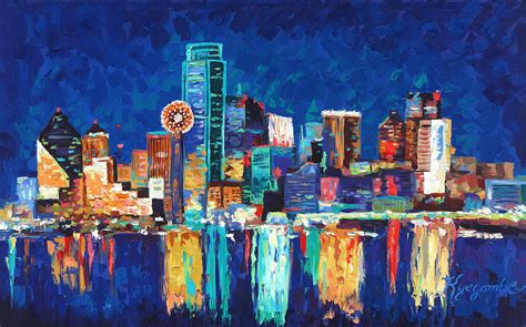Dallas Texas Skyline 01 Painting by Paul Kyegombe