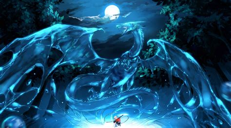 Moonlit Summoner's Dragon - Pixiv Fantasia HD Wallpaper