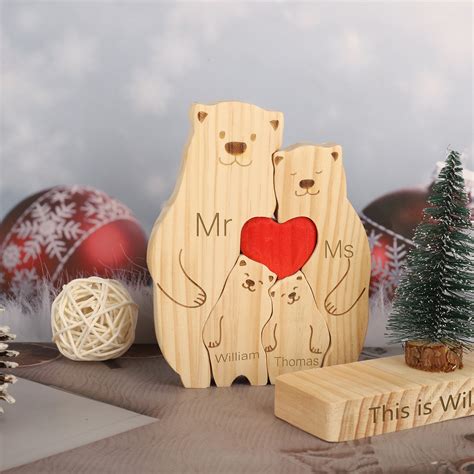 Personalized Wooden Bear Family Puzzle, Wooden Animal Puzzle for Family ...