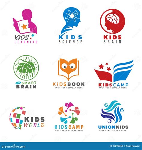 Kids for Activities and Learning Logo Vector Set Design Stock Vector ...