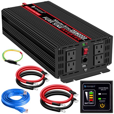 Power Inverter Pure Sine Wave 2000w 12V DC to 110v 120v AC Converter 4 AC Outlets Car Inverter ...