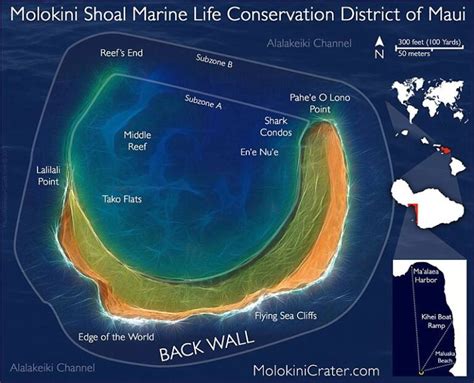 Molokini Snorkeling Map | Molokini Crater Maui, Hawaii