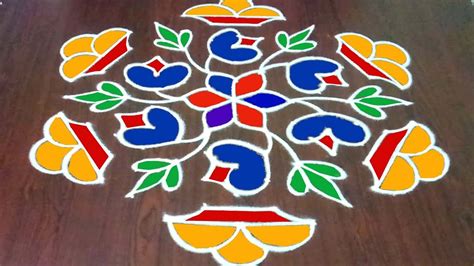 Easy Ganesh Festival Kolam || Simple 13 dots Rangoli Muggulu With colours|| Rangoli World - YouTube