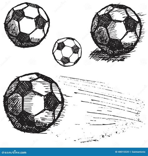 Football Soccer Ball Sketch Set Isolated On White Background Stock Vector - Image: 48015520