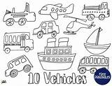 Preschool Numbers Coloring  Vehicles — Stevie Doodles sketch template