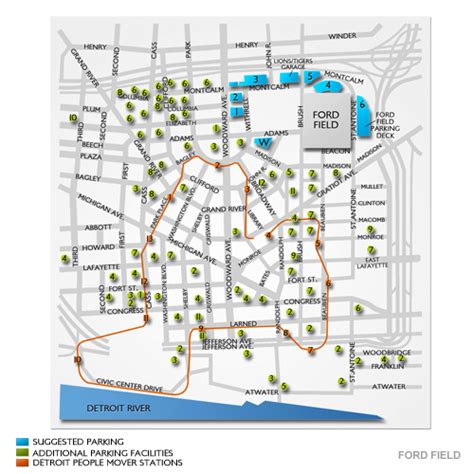 Ford Field Parking - Ford Field Parking Map | Vivid Seats