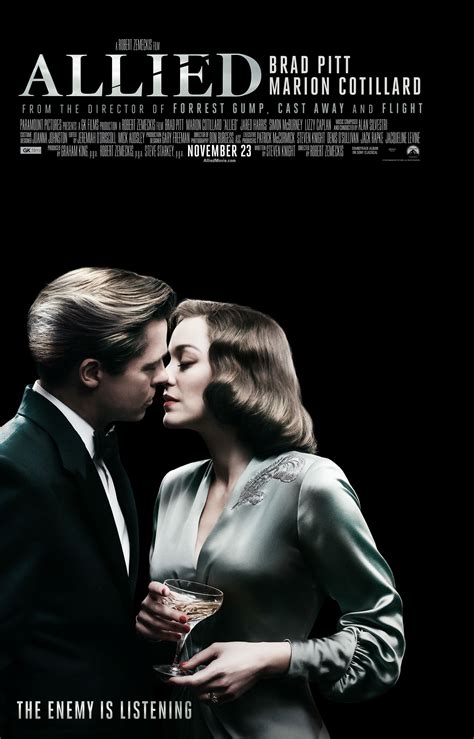 Poster To Allied, Starring Brad Pitt, Marion Cotillard - blackfilm.com ...