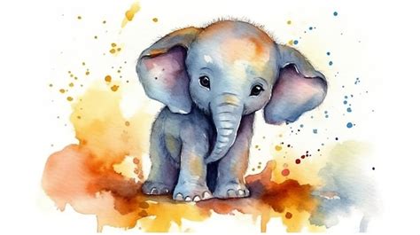 Premium AI Image | A watercolor painting of a baby elephant.