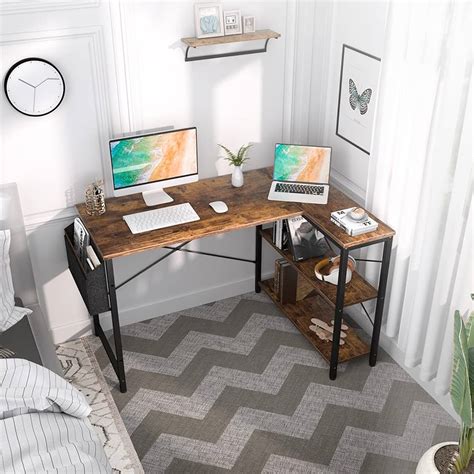 Teraves Modern L Shaped Desk With Shelves, Computer Desk With Large ...