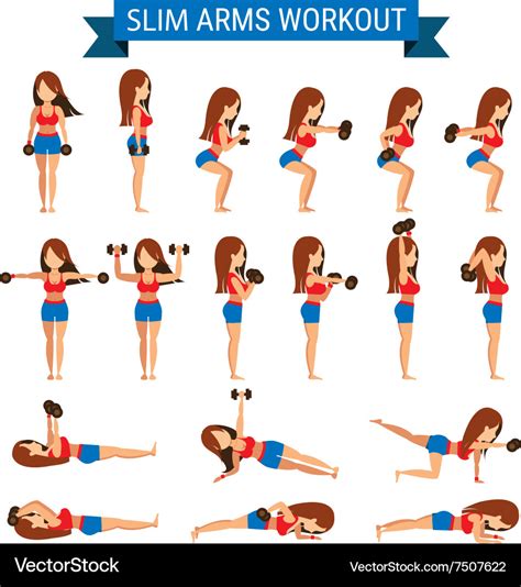 Set of cardio exercise for slim arms workout Vector Image