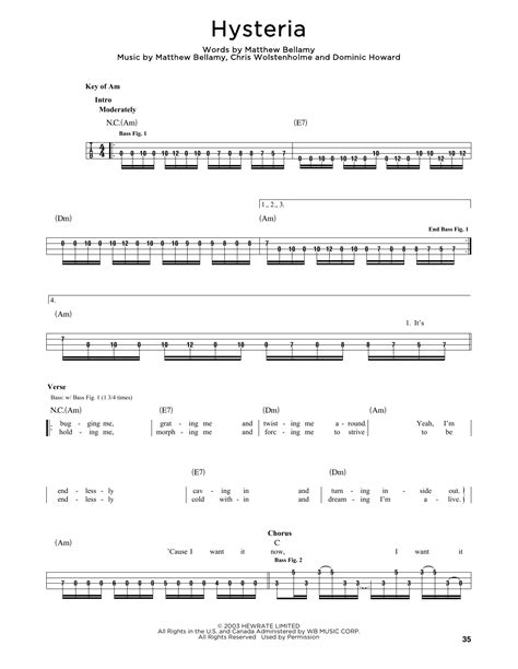 Hysteria by Muse - Easy Bass Tab - Guitar Instructor