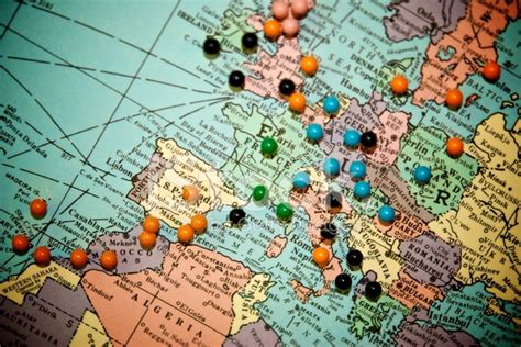 Travel Map With Push Pins Europe stock photos - FreeImages.com