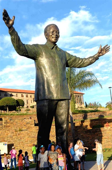 The nine-meter-tall statue of Nelson Mandela in Pretoria