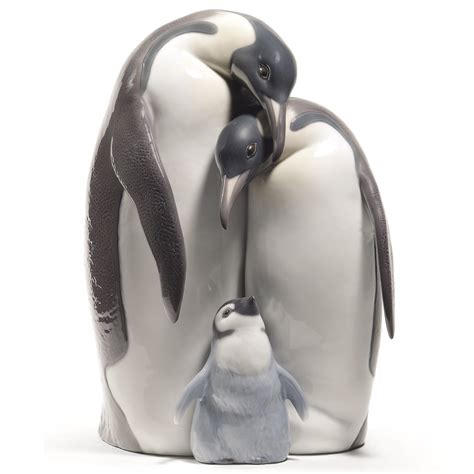 Penguin Family Porcelain Sculpture | Lladro Penguin Family Figurine