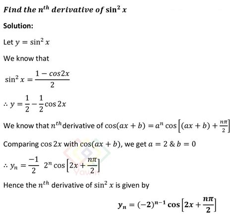 Find the nth derivative of sin^2x – Yawin