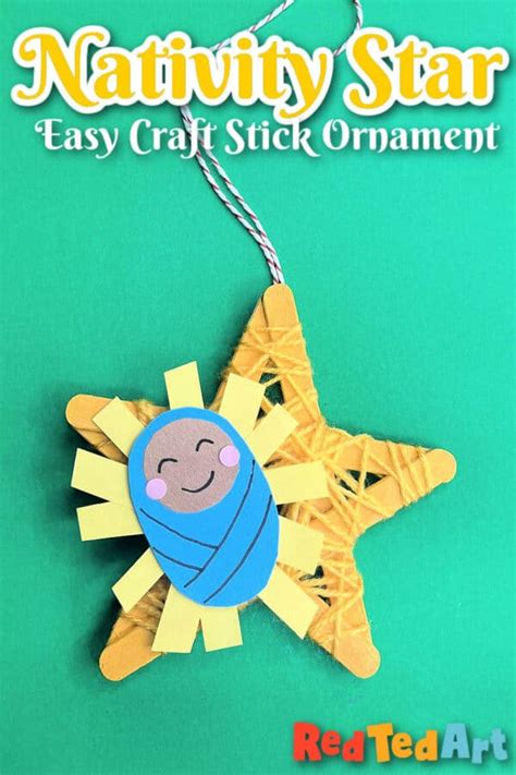 Popsicle Stick Nativity Star Ornament - Red Ted Art - Kids Crafts