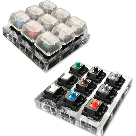 9 Cherry MX Switches Keyboard Tester Kit Clear Keycaps Sampler PCB Mechanical Keyboard ...