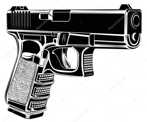 Pistola Glock pistola vector ilustración. Calibre 9. Logo del emblema de la pistola. 2022