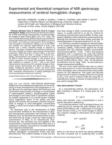 (PDF) Experimental and theoretical comparison of NIR spectroscopy ...