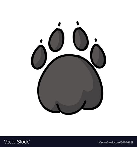 Cute cartoon grey dog paw with claw print Vector Image