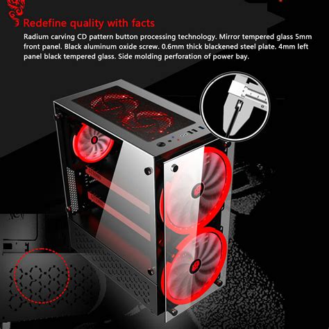 rgb computer case double side tempered glass panels atx gaming cooling ...