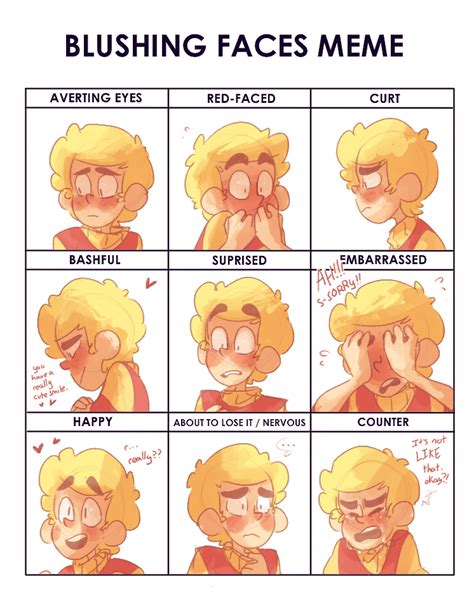 blushing faces meme by BatLover800 Facial Expressions Drawing, Face Drawing, Drawing Stuff ...