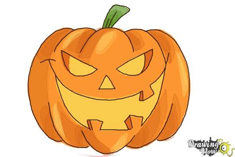 How to Draw a Halloween Pumpkin - DrawingNow