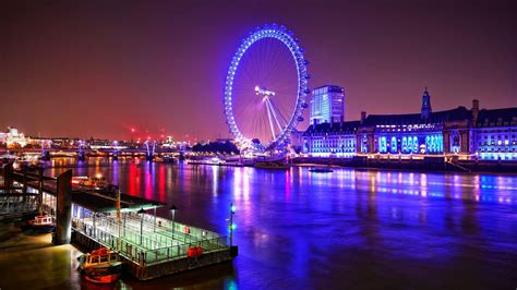 London Eye at Night 4K 5K HD Desktop wallpaper: Widescreen: alta definizione: fullscreen