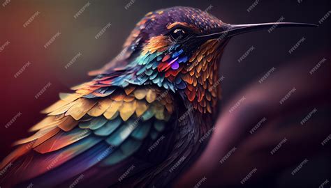 Premium Photo | Majestic hummingbird with rainbow feathers colors generative AI