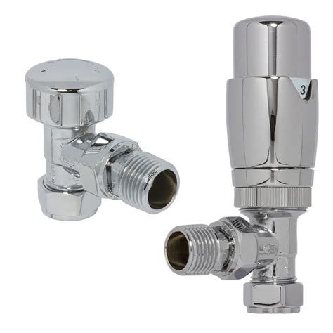 Chrome Thermostatic Radiator Valves Angled