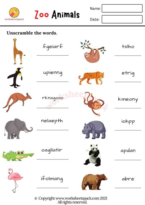 Zoo Animals Worksheets - worksheetspack