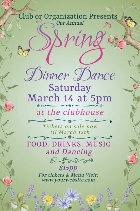 Spring Dinner Dance Invitation Template | PosterMyWall