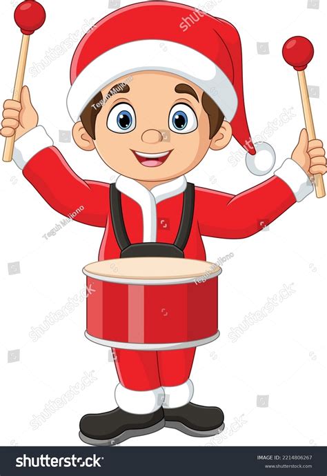 Cartoon Little Boy Red Santa Clothes Stock Vector (Royalty Free ...