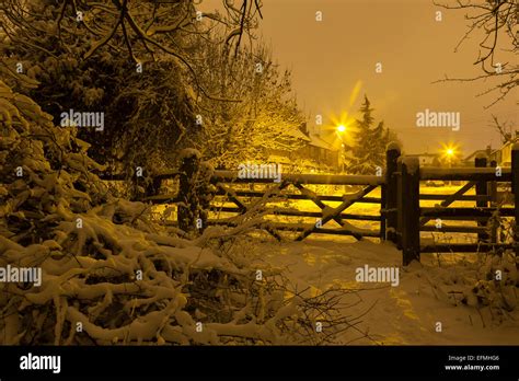 Snow scene at night Stock Photo - Alamy