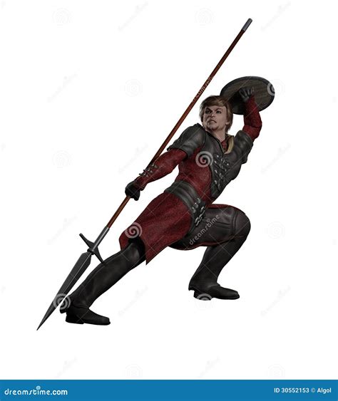 Medieval or Fantasy Spearman Fighting Stock Illustration - Illustration of warrior, spearman ...