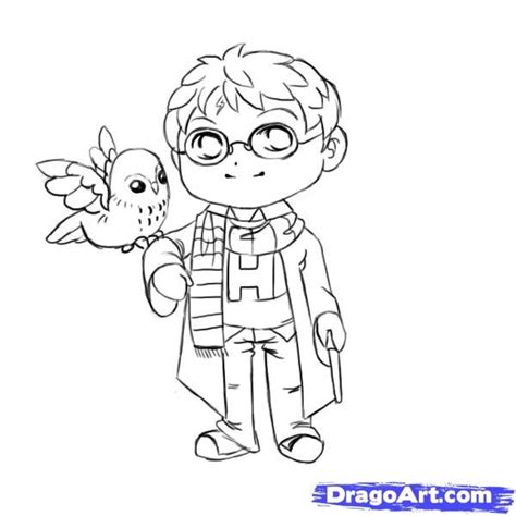 How to Draw Chibi Harry Potter, Step by Step, Characters, Pop Culture, FREE Online… | Harry ...