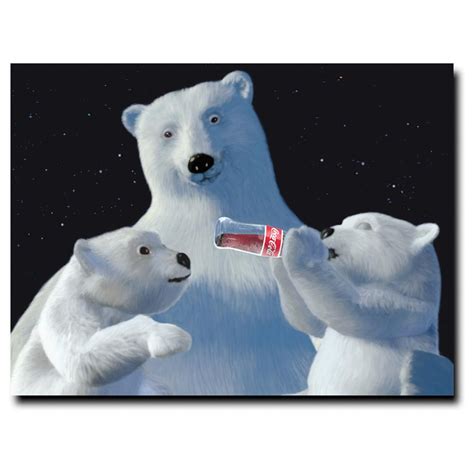 "Coke Polar Bear with Cubs and Coke Bottle" Canvas Art - 310988, Wall ...