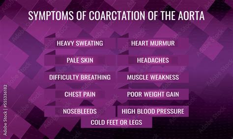 Stockvector symptoms of Coarctation of the aorta. Vector illustration for medical journal or ...