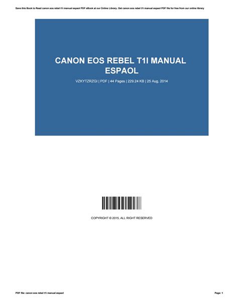 Canon eos rebel t1i manual espaol by NancyRice3876 - Issuu