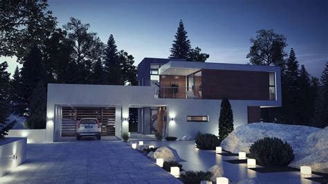 Modern Mansion At Night