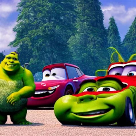 shrek in the movie cars | Stable Diffusion