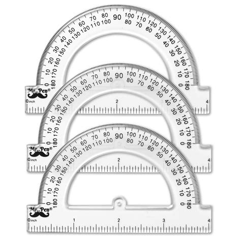 Buy Mr. Pen- Small Protractor, 4 Inch Protractor, Pack of 3, Protractor Ruler, Drafting Tools ...