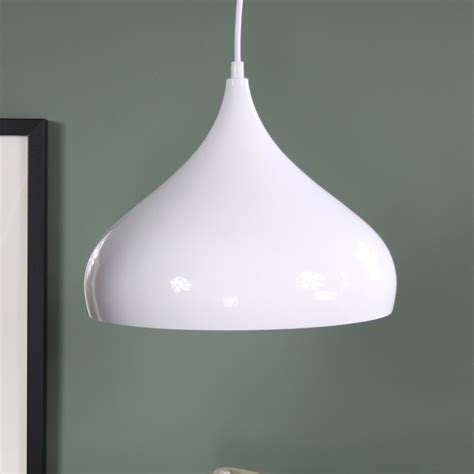 White Metal Dome Pendant Ceiling Light Fitting