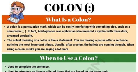 Colon (:) When to Use a Colon with Colon Punctuation Rules • 7ESL | English vocabulary words ...