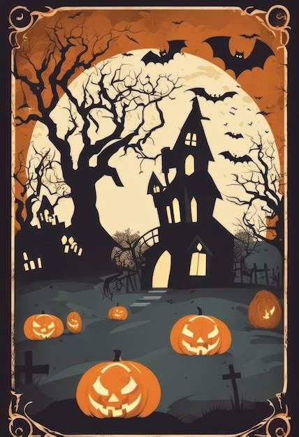 Premium AI Image | Creepy and Spooky Retro Style Halloween Poster