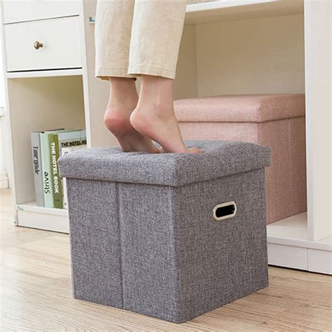 12 Inch Foldable Cube Storage Ottoman Foot Stool Non-woven Grey Footrest Seat Stool, 6/8PCS ...