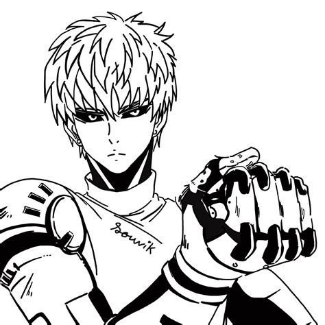 One Punch Man - Genos Line art by Souvik071 on DeviantArt