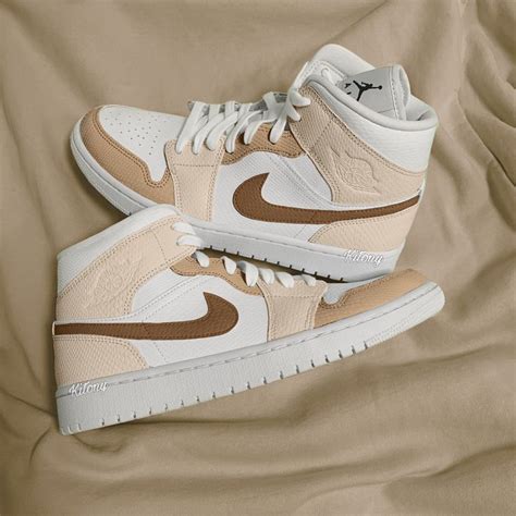 Light Beige Air Jordan 1 Mid Brown Jordans Custom Painted - Etsy | Nike shoes girls, Preppy ...